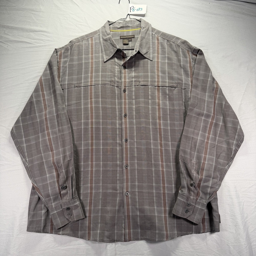 Royal Robbins Shirt Mens 2XL Gray Long Sleeve Button Up Modal Stretch Travel - Picture 3 of 8